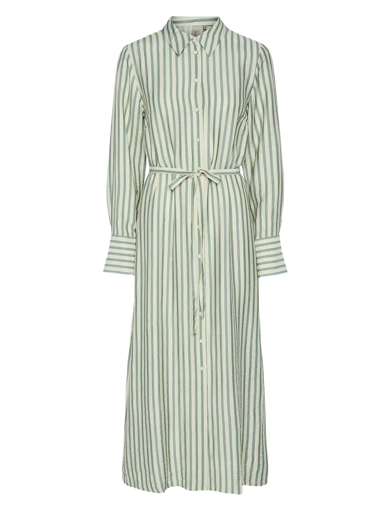 Yaskaya Ls Long Shirt Dress S. Noos Knelang Kjole Green YAS