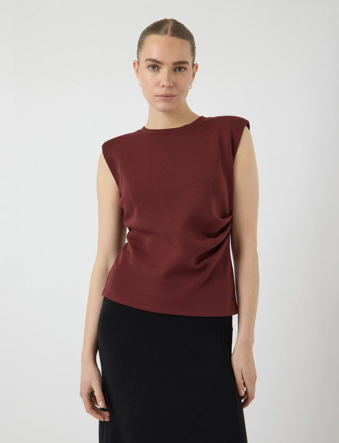 YAS Yaspina Sl Top Noos, XL, Burgundy, Bluser > Kortærmede, Dame