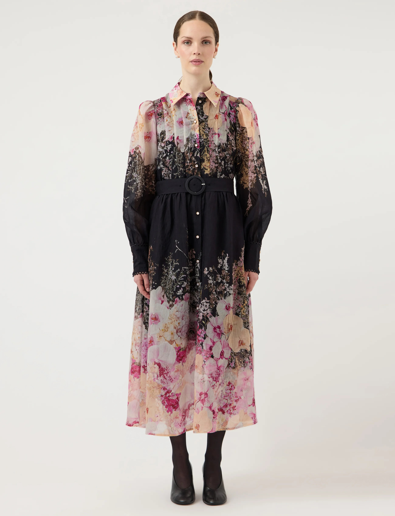 YAS Yasromantica Ls Long Dress - Show, 38, Black, Kjoler > Knælange Og Midi, Dame