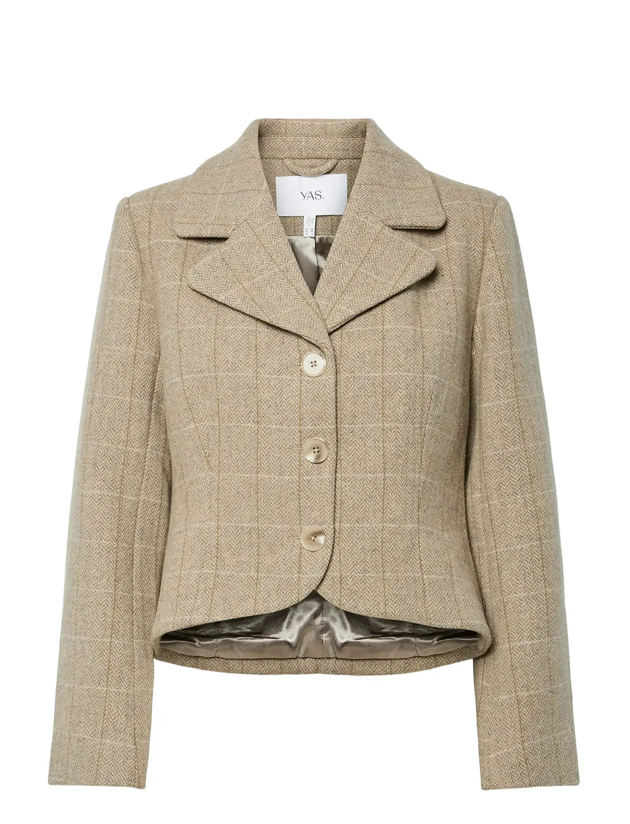 YAS Yasthela Ls Wolle Blend Kurz Jacke - Ex Beige - 36 - Damen