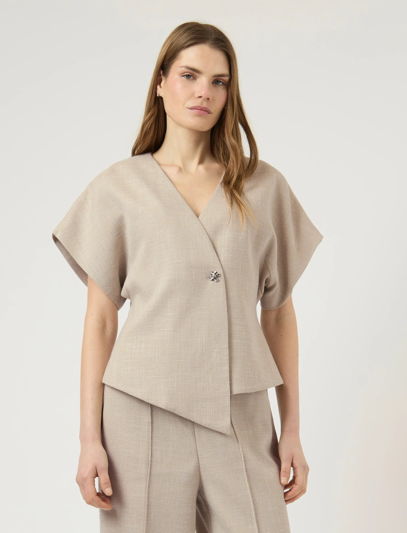 YAS Yascomira Ss Blazer S., 36, Beige, Blazere > Blazere Uden Ærmer, Dame