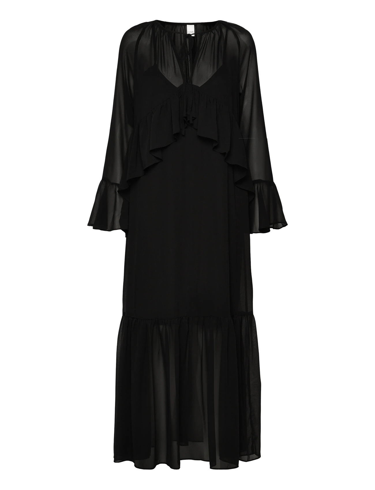 YAS Yaschifa Ls Maxi Kleid - Ka Schwarz - 38 - Damen