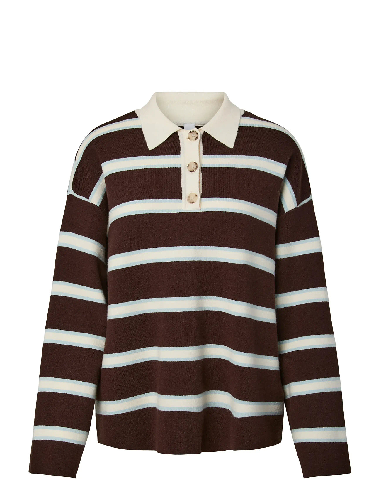 YAS Yasisabell Ls Polo Knit Pullover S. Noos Braun - M - Damen