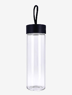 Water Glas Bottle (600 ml) - Black Bamboo lid - vannflasker & glassflasker - no colour