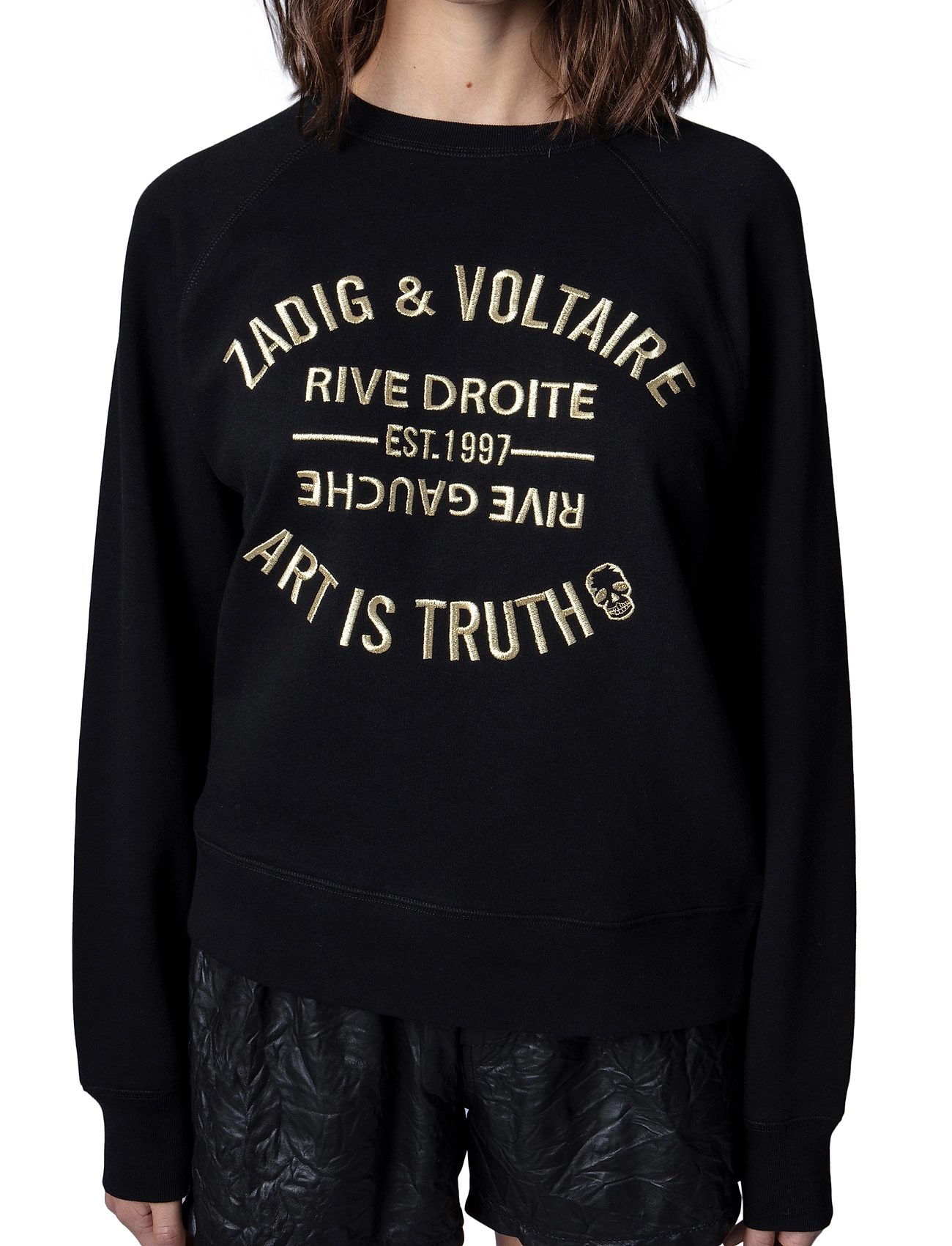 Zadig & Voltaire Upper Blason Brode, M, Black, Sweatshirts & Hættetrøjer > Sweatshirts, Dame