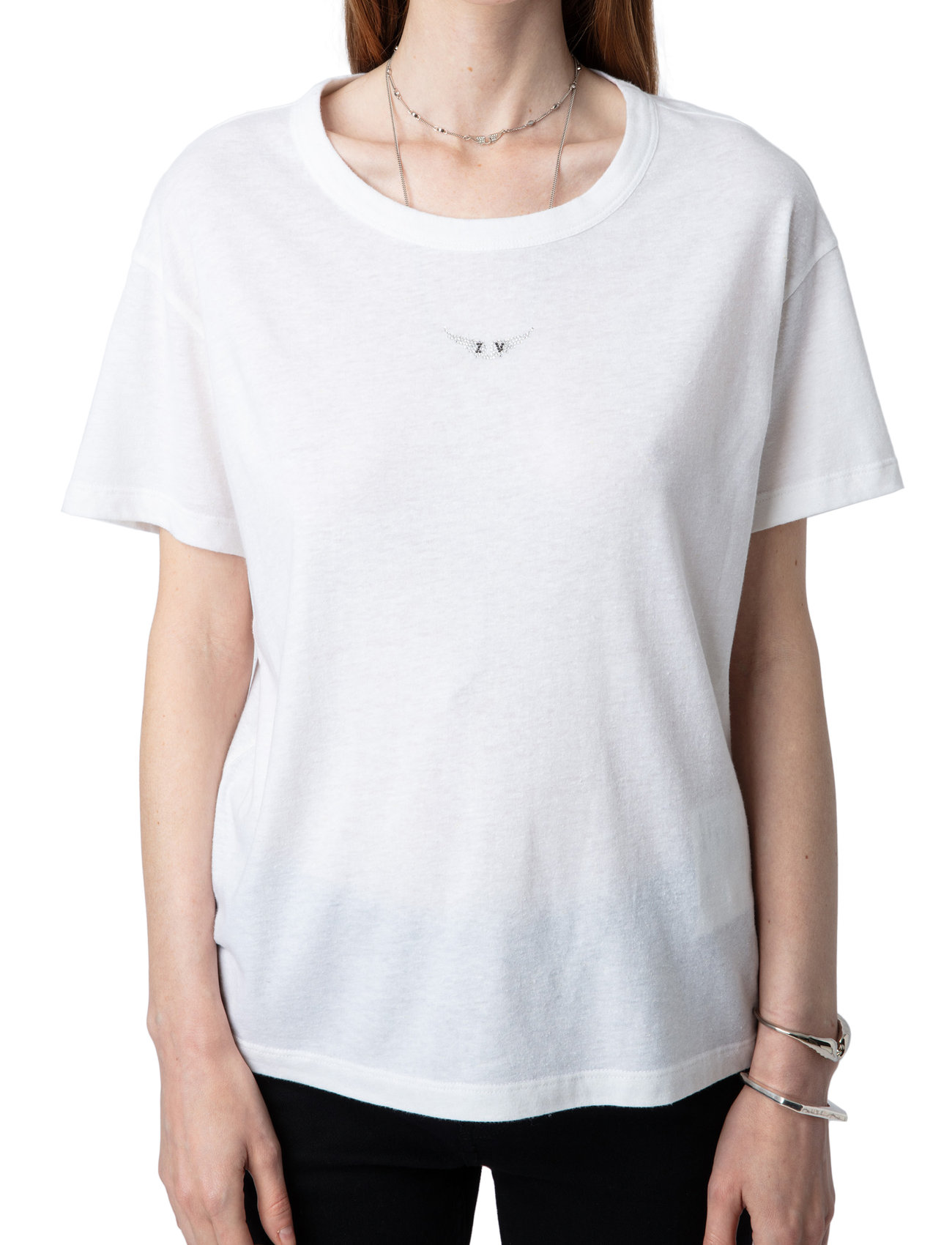 【関税込み】Marta Pcl Wings Strass T-Shirt - Zadig & Voltair White Marta Wings Strass T-shirt | Zadig&Voltaire
