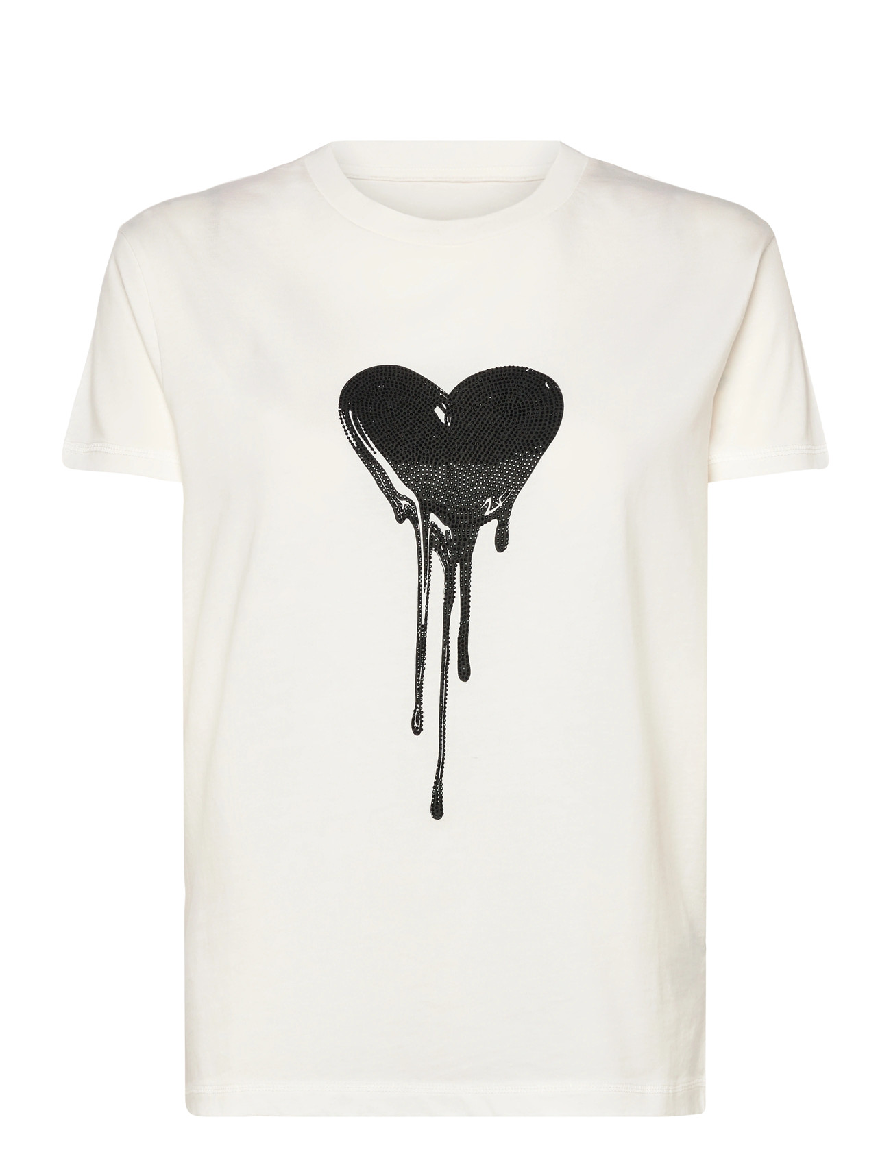 Zadig & Voltaire Walk Hc Flowing Heart Strass, M, White, T-Shirts & Toppe > Kortærmede, Dame