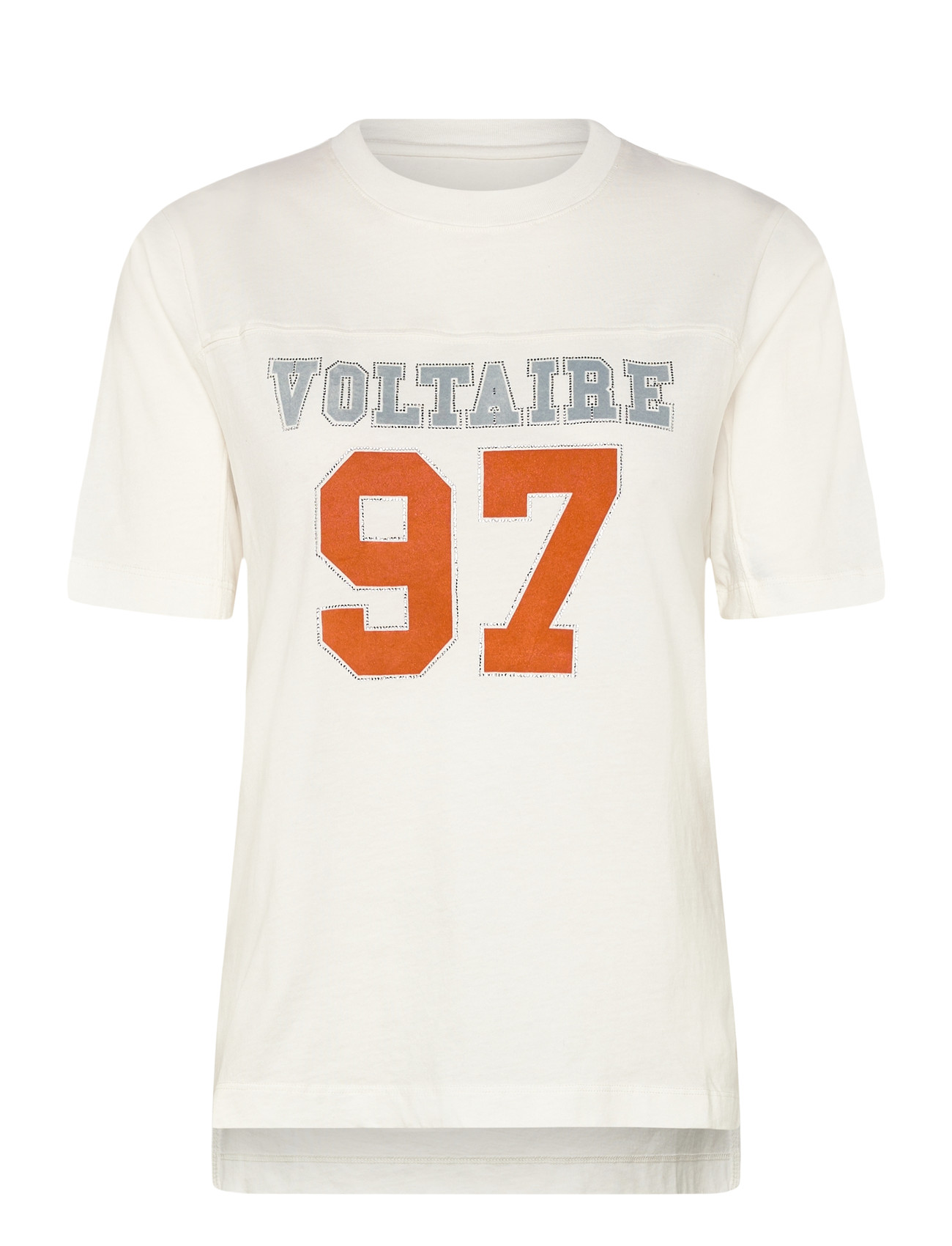 Zadig & Voltaire Boo Hc Voltaire 97 Strass, S, Cream, T-Shirts & Toppe > Kortærmede, Dame