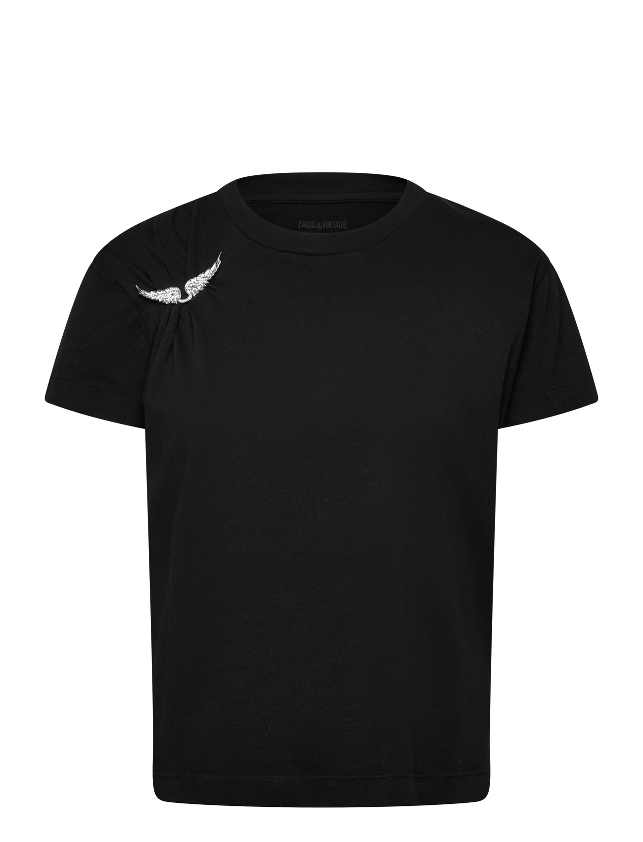 Zadig & Voltaire Suzan Hc Plisse Wings, S, Black, T-Shirts & Toppe > Kortærmede, Dame