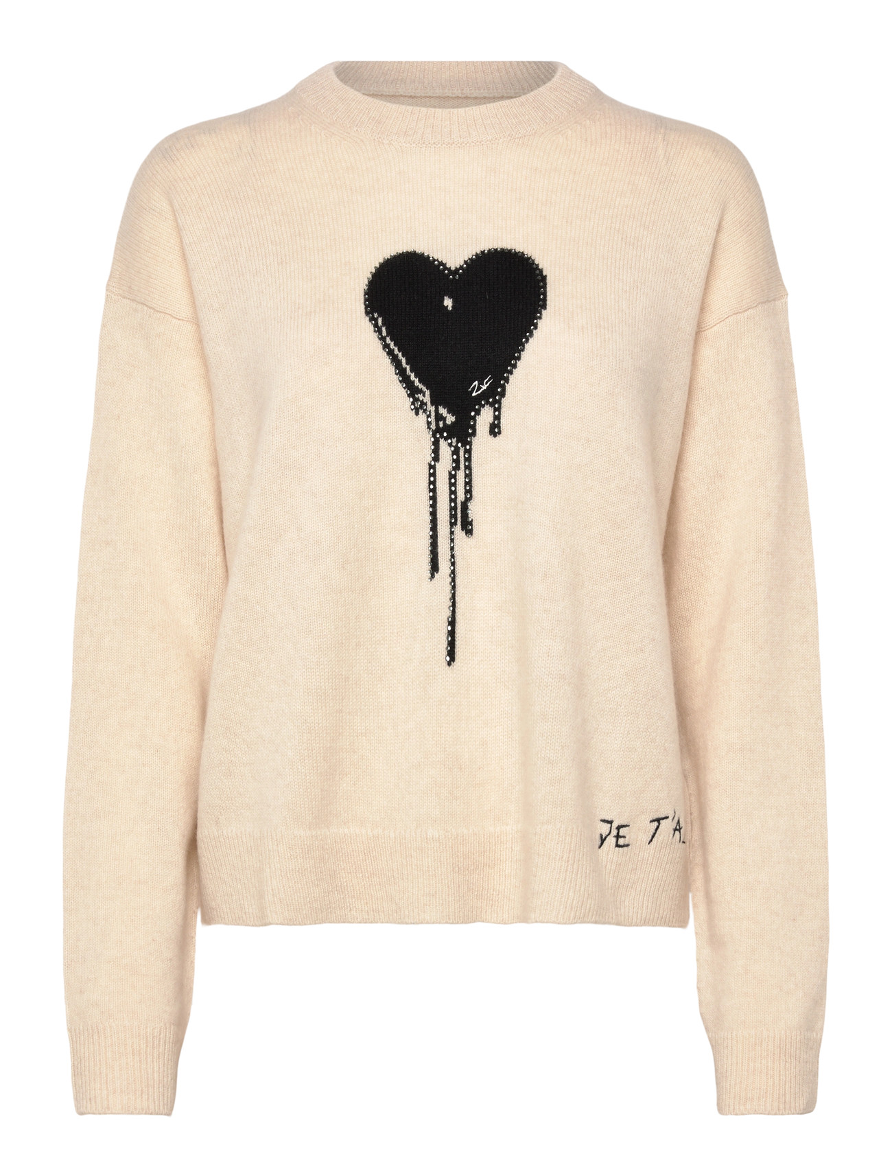 Zadig & Voltaire Markuz Ws Aero Heart, L, Cream, Strik > Trøjer, Dame