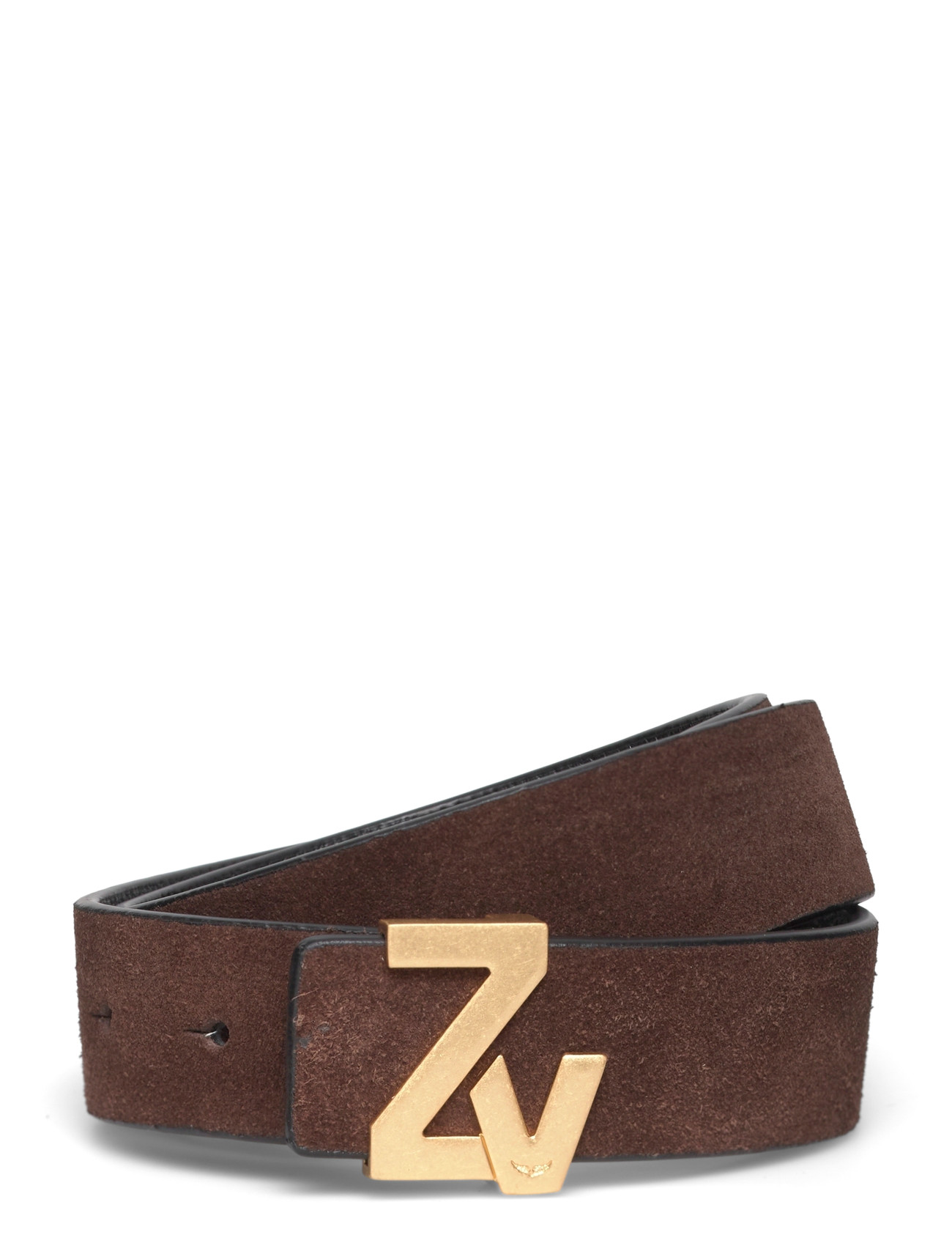 Zadig & Voltaire Zv Initiale La Belt 30Mm Suede, 85, Brown, Belts > Casual Belt, Dame