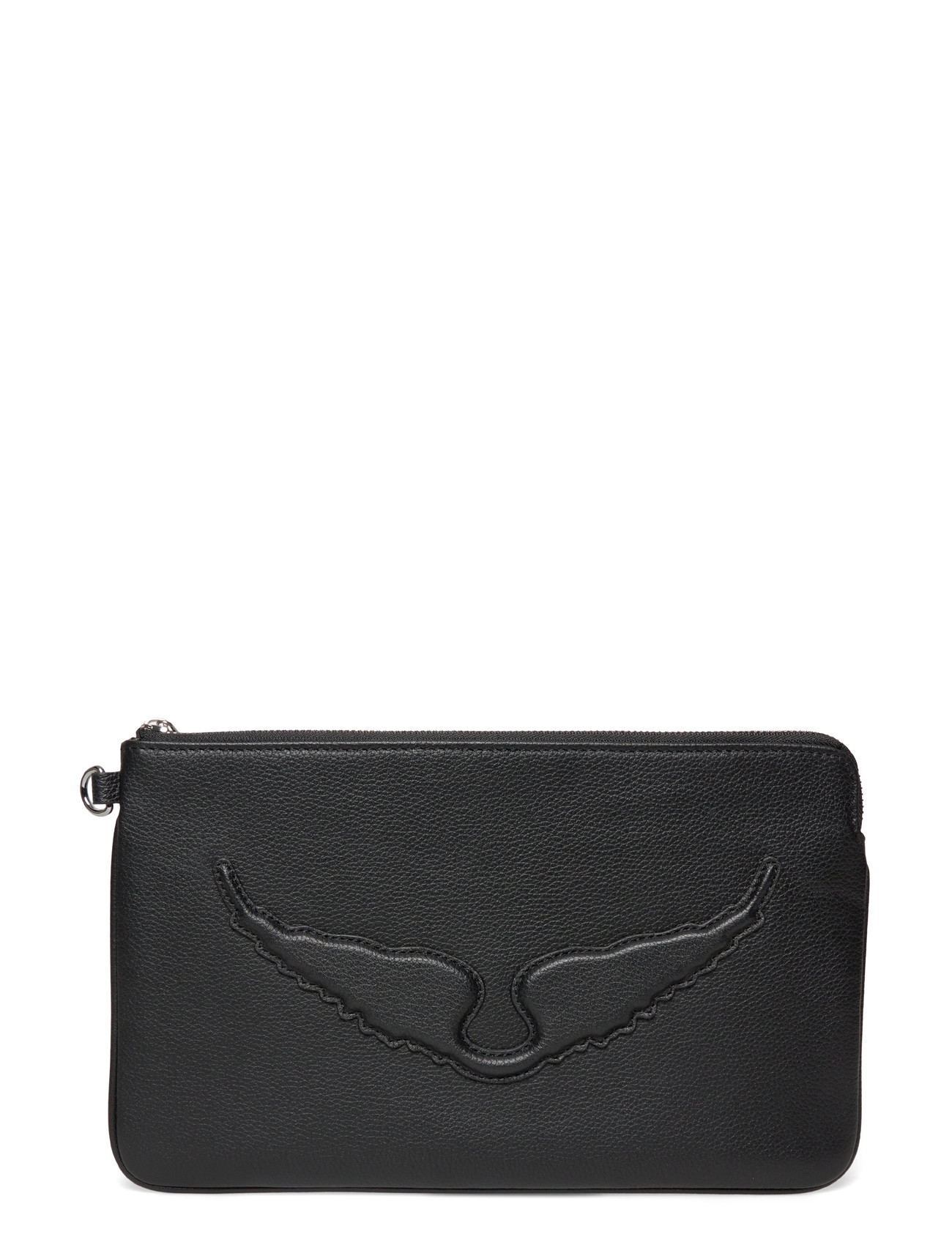 Zadig & Voltaire Angel Pouch Grained Leather, One Size, Black, Designere > Clutches, Dame