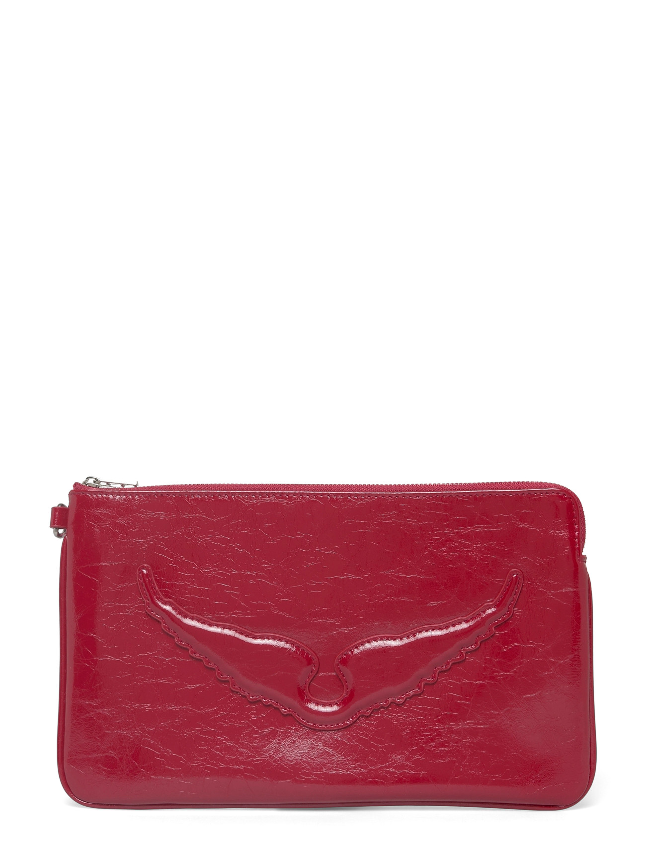 Zadig & Voltaire Angel Pouch Wrinkled Patent, One Size, Red, Designere > Clutches, Dame