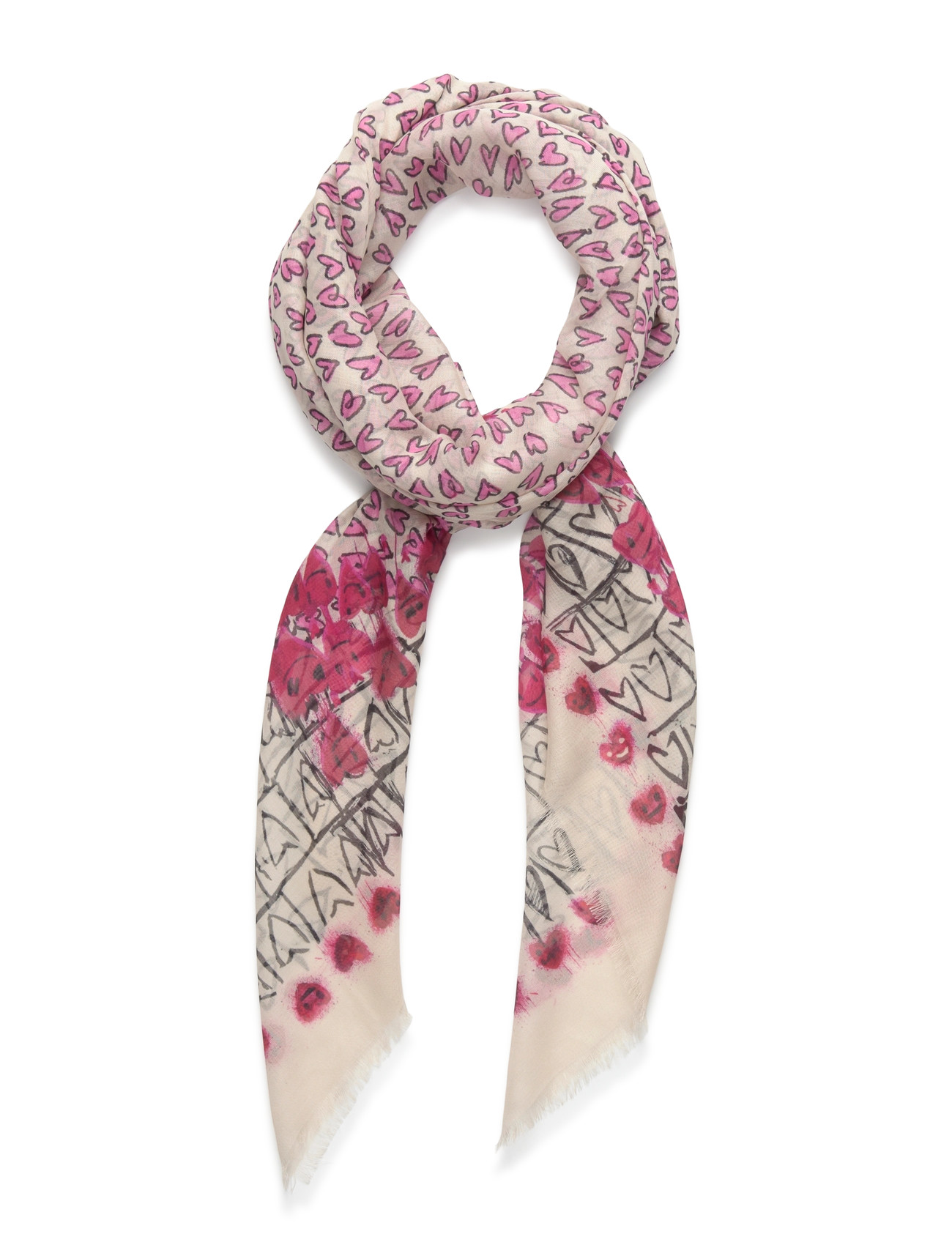 Zadig & Voltaire Kerry Hearts, One Size, Pink, Tørklæder > Letvægtstørklæder, Dame