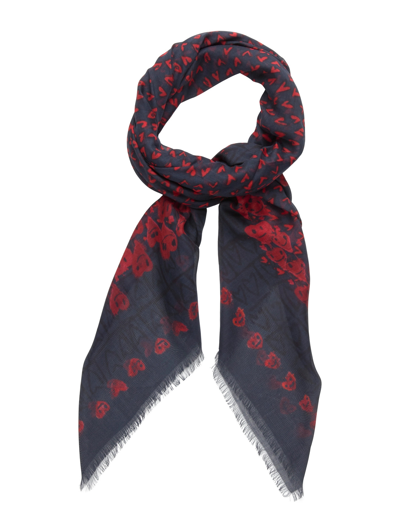 Zadig & Voltaire Kerry Hearts, One Size, Navy, Tørklæder > Letvægtstørklæder, Dame