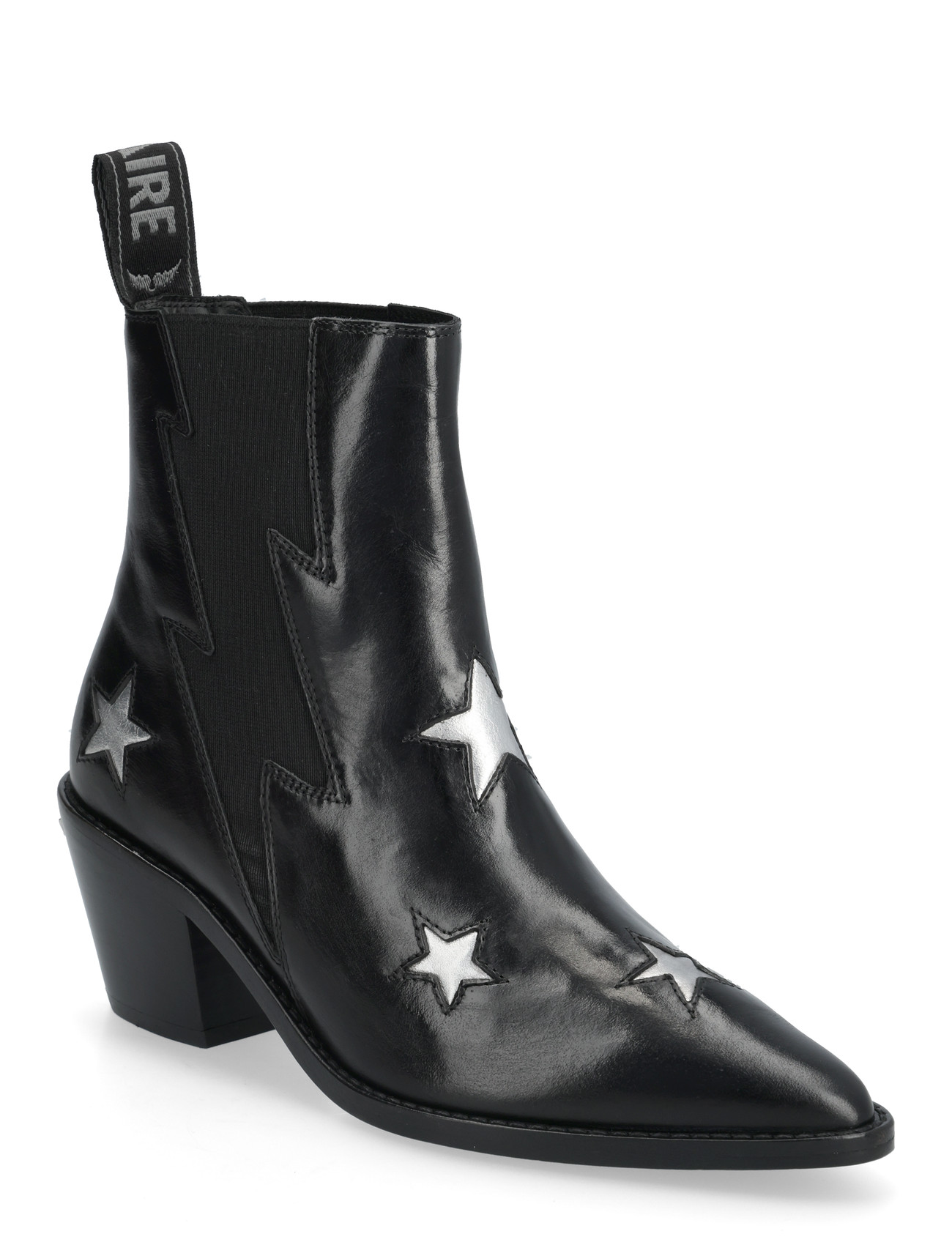 Zadig & Voltaire Tyler Stars Vintage Patent, 36, Black, Ankelstøvler > Ankelstøvler Med Hæl, Dame