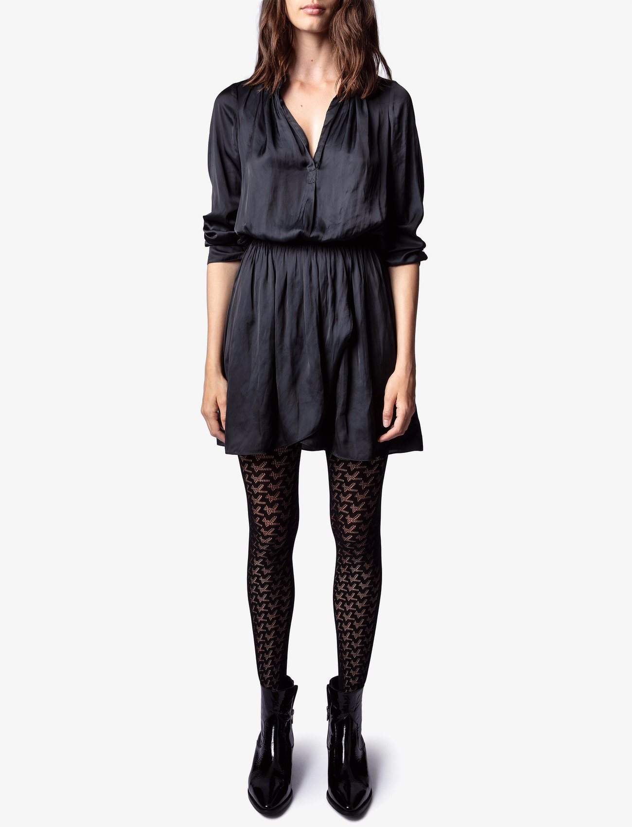 Zadig & Voltaire Rinka Satin, XS, Black, Kjoler > Kort Kjole, Dame