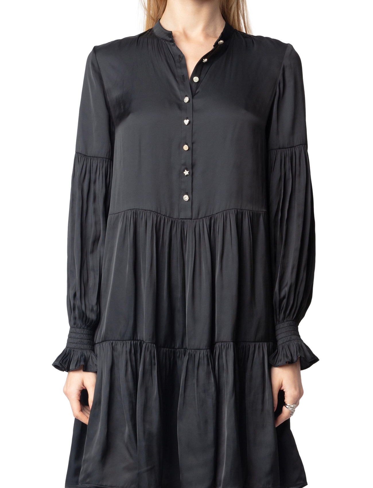 Zadig & Voltaire Randy Satin, XS, Black, Designere > Knælange Og Midi, Dame