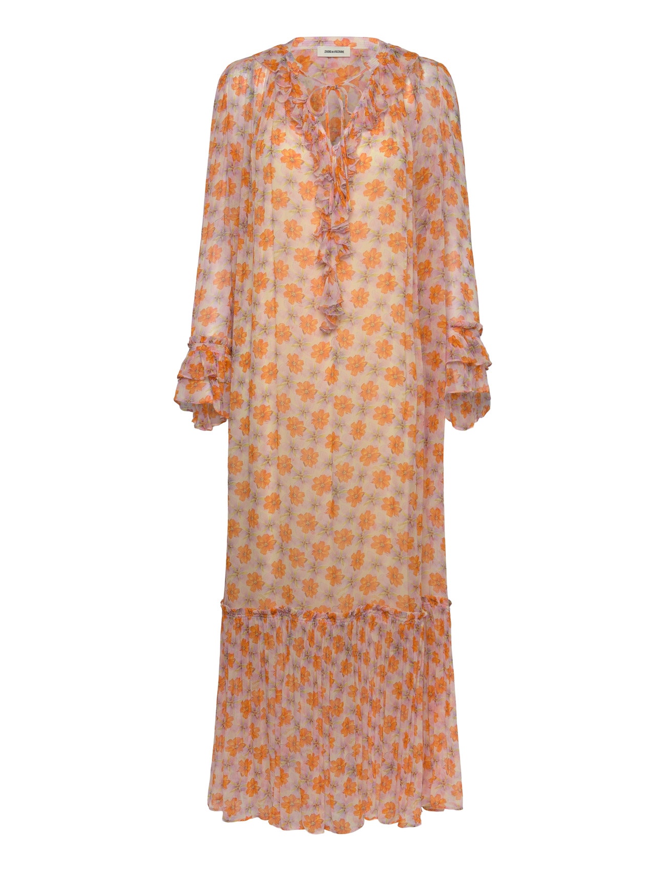 Zadig & Voltaire Ralicel Mousseline Flowers, S, Orange, Designere > Maxi Dress, Dame