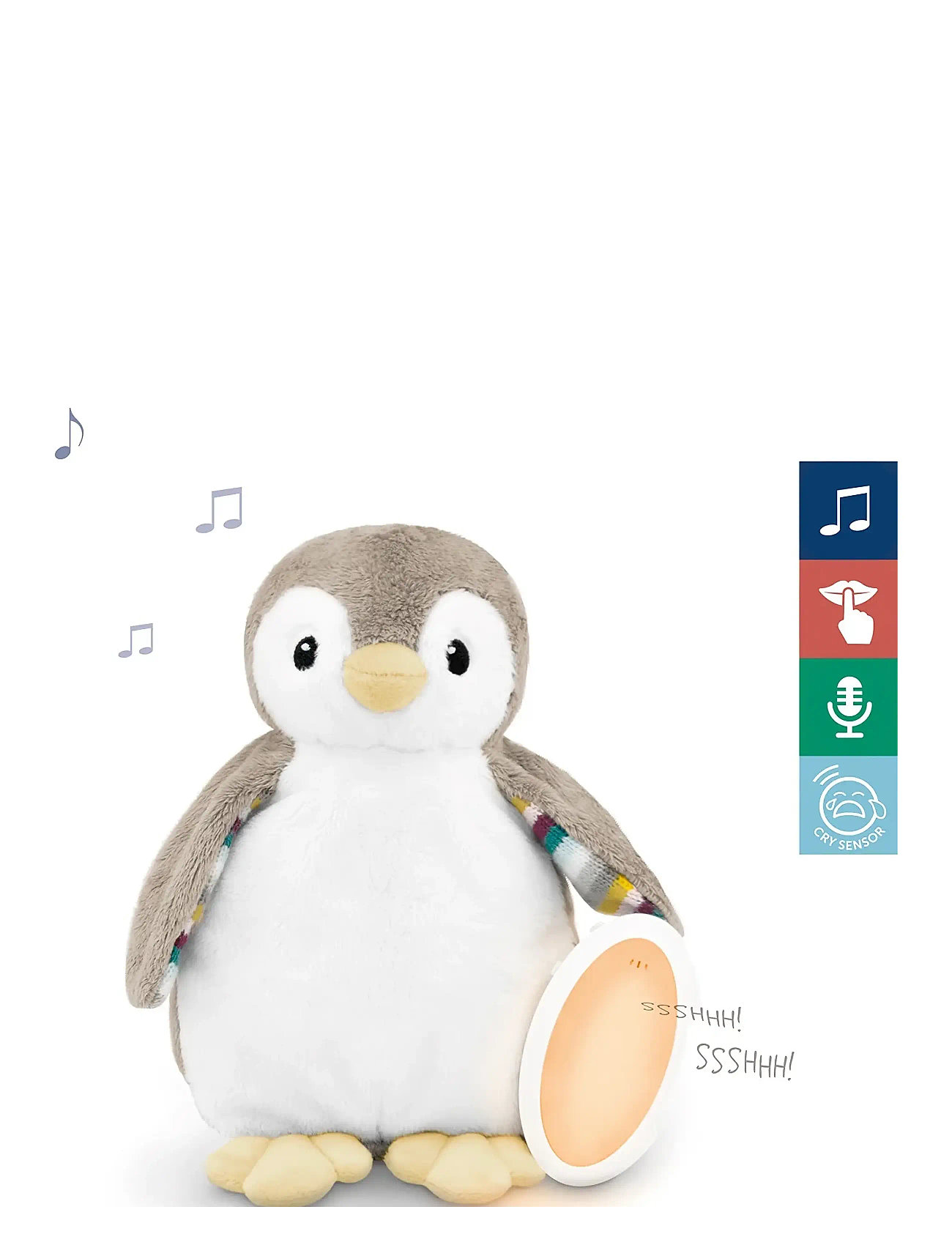 Phoebe The Penguin Sleep Shusher Toys Baby Toys Musical Plush Toys Grey ZAZU