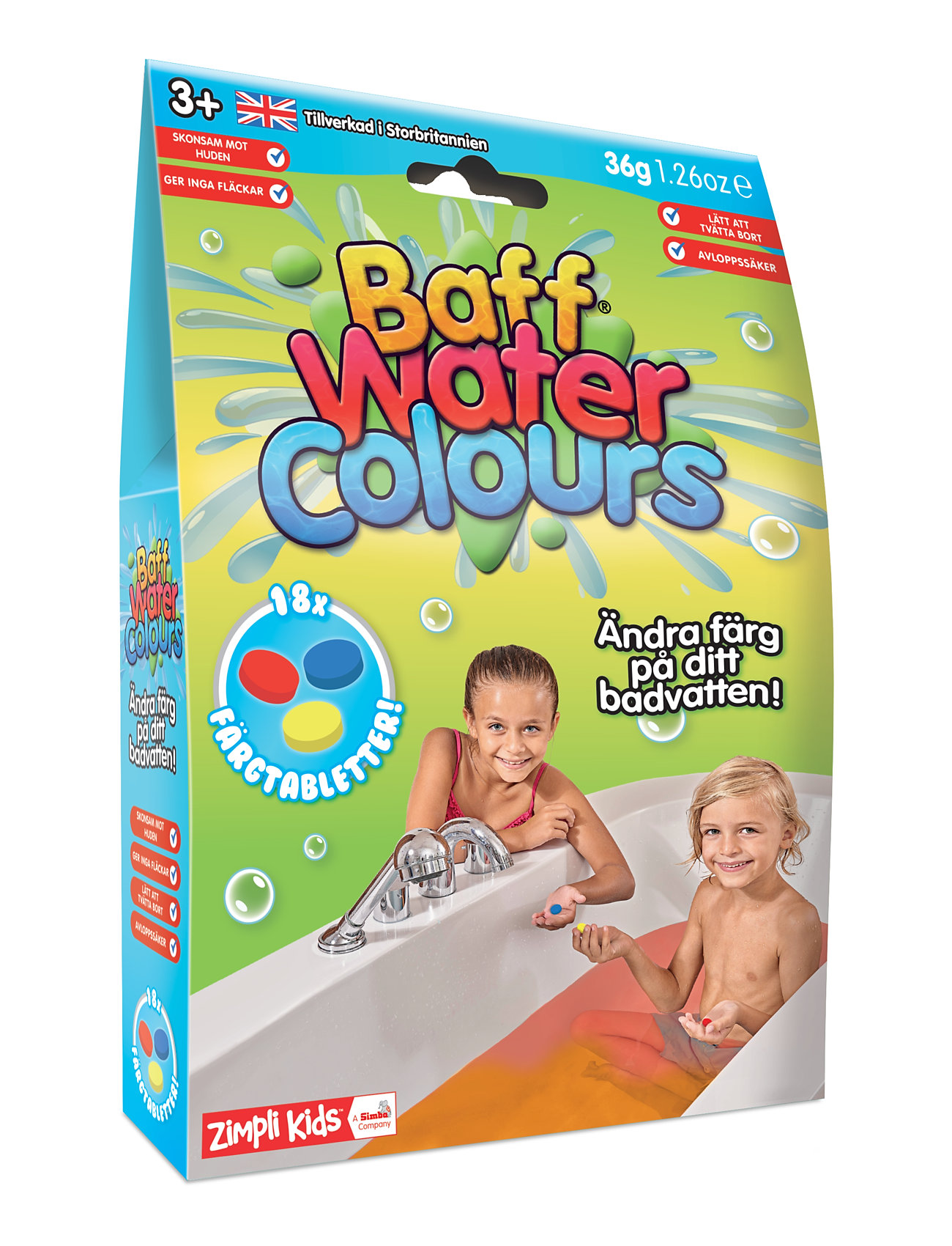 Baff Water Colours - 18 Pack Patterned Zimpli Kids