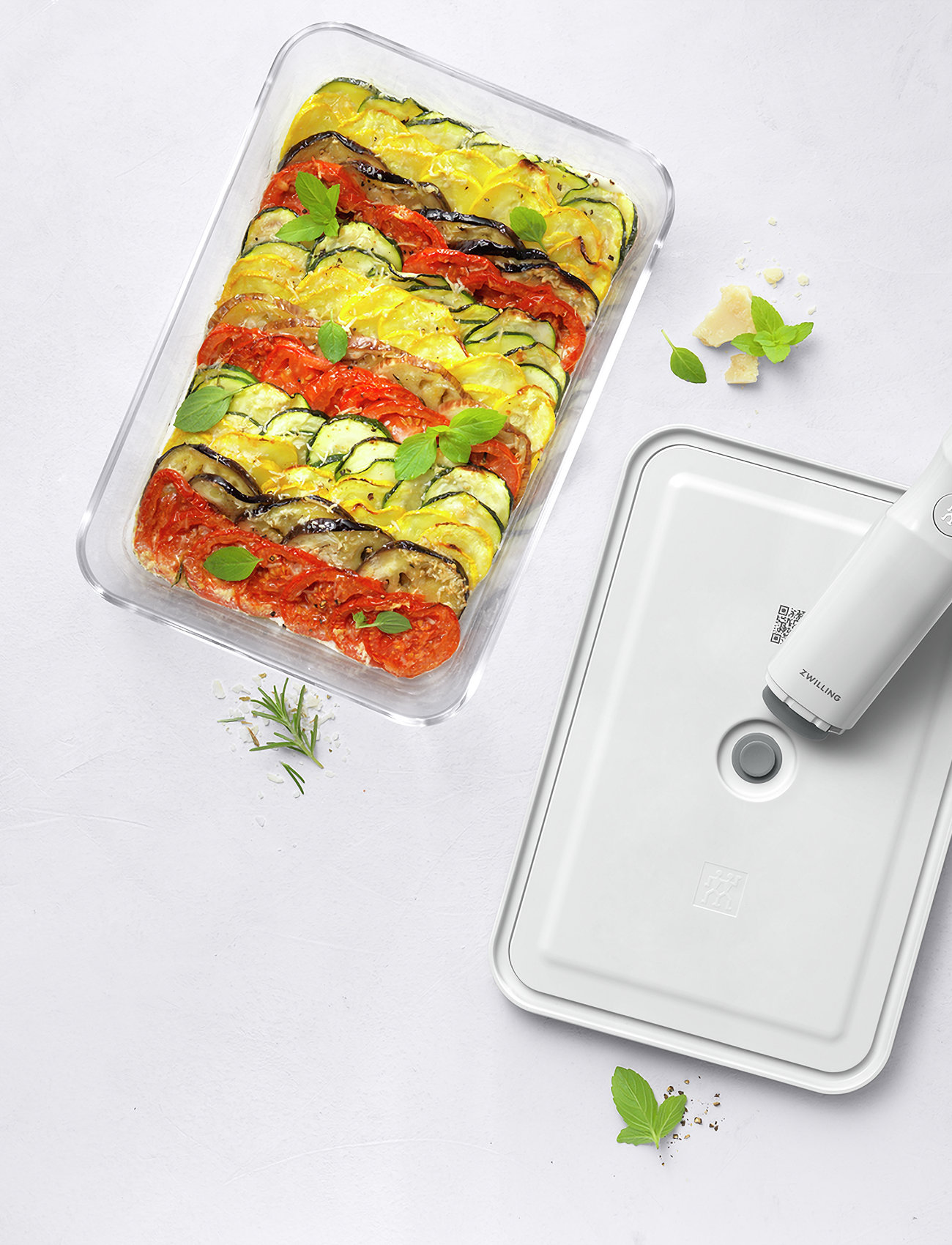 Zwilling Fresh & Save, Vakuumfad Gratin Grå Rekt Glas, 29.2X20X9.7 cm, White, Køkkenopbevaring > Kasser Og Beholdere, Unisex