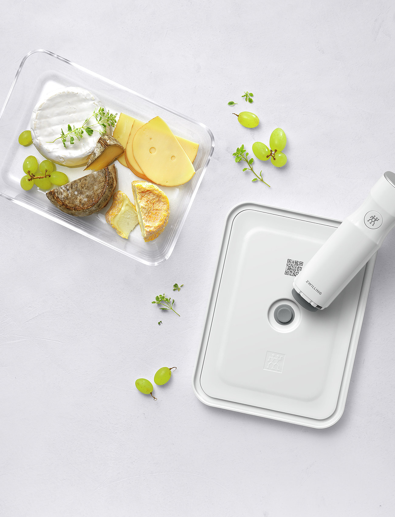 Zwilling Fresh & Save, Vakuum Køleboks Frigde Grå Glas, 24.1X18.1X8.8 cm, White, Køkkenopbevaring > Kasser Og Beholdere, Unisex