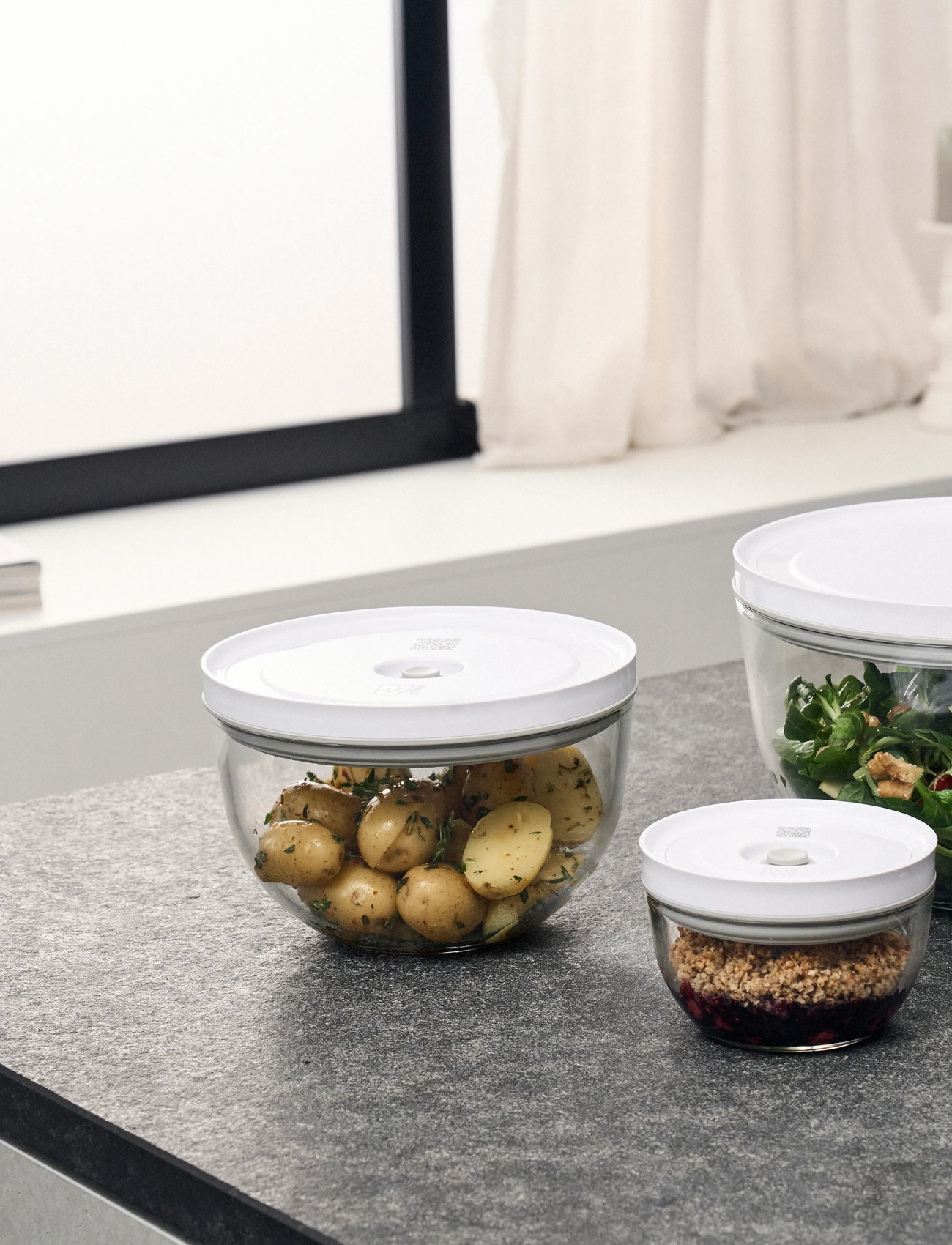Zwilling Fresh & Save Vakuumskålset Glas 6 Delar., One Size, White, Køkkenopbevaring > Kasser Og Beholdere, Unisex